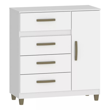 CÓMODA CAJONERA GUARDARROPA 4 CAJONES 1 PUERTA BLANCO