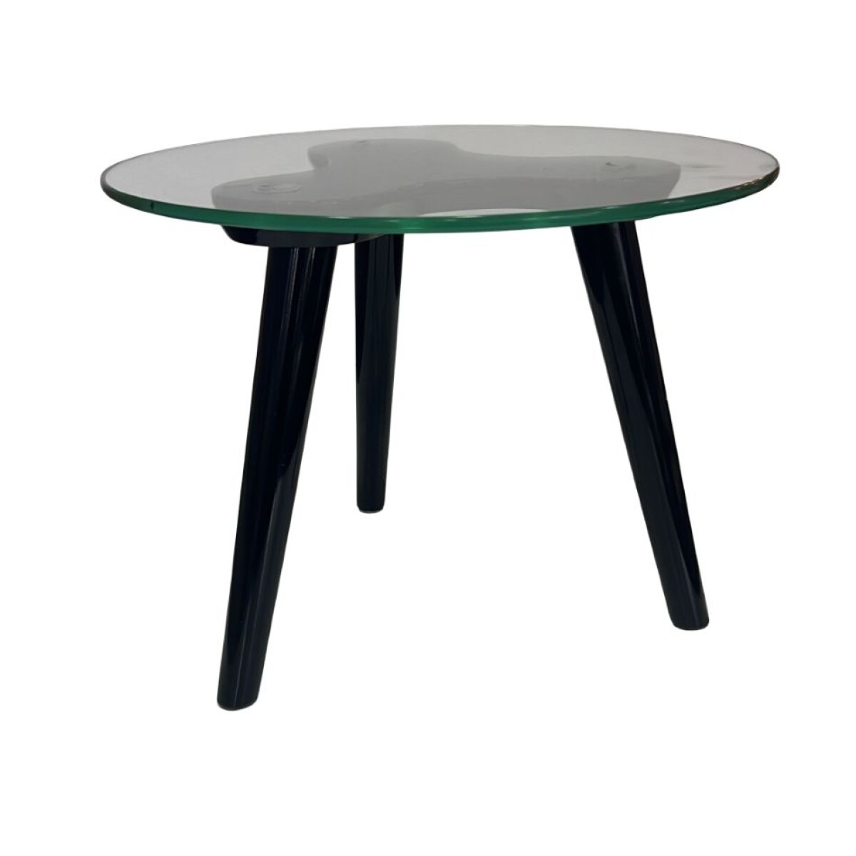 Mesa lateral baja negra. Tapa de vidrio - Producto con detalles. 