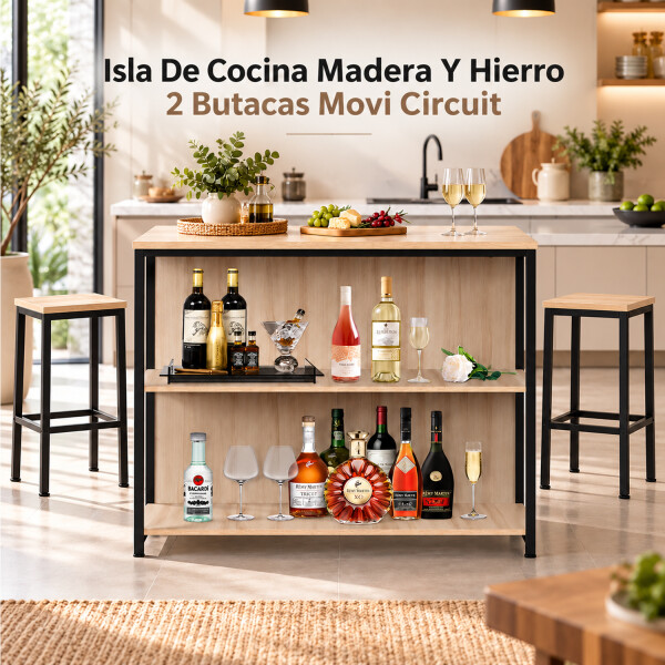 Barra Desayunador Movi Con 2 Butacas Esh0004c BARRA DESAYUNADOR + 2 BANQUETAS ESH0004C