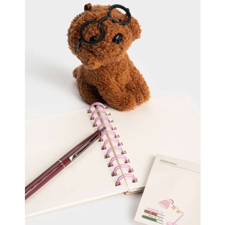 Set De Librería En Pouch Con Peluche Rojo Burdeaux