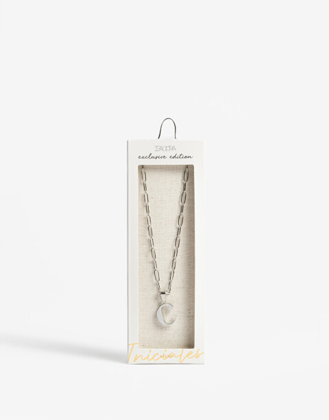 Cadena Corta con Dije Letras Collar De Acero Con Inicial C - Plateado