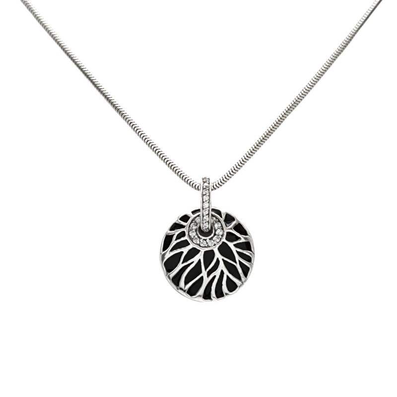 Dije Colgante Círculo-Plata 925-Onix y Circocnia-CP4189 Conpiedra