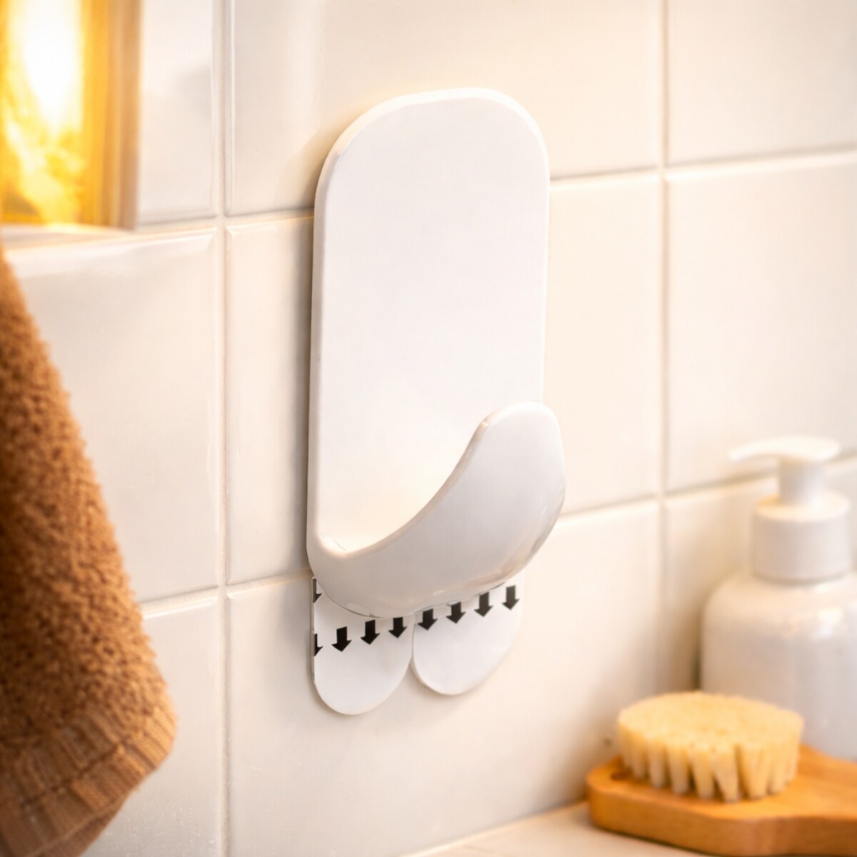 Gancho rectangular grande con adhesivo - BLANCO 