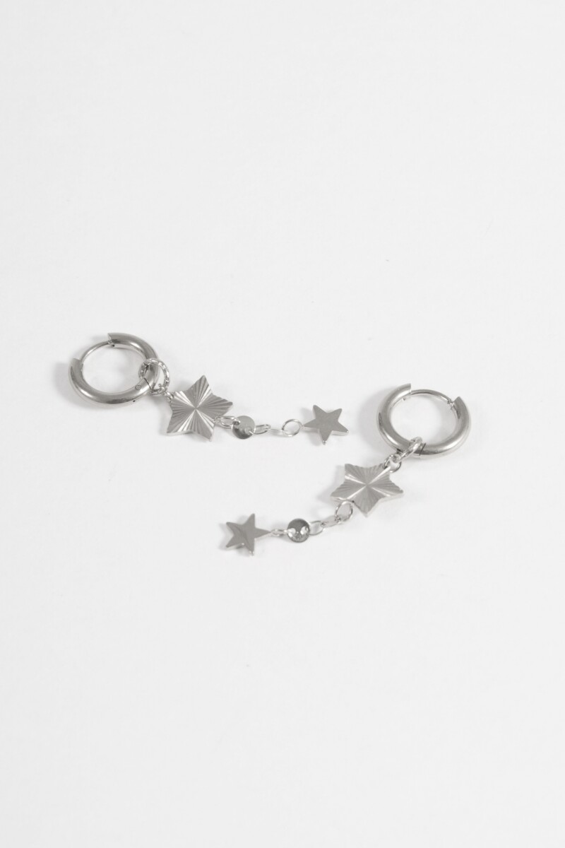 Aros acero estrellas plateado
