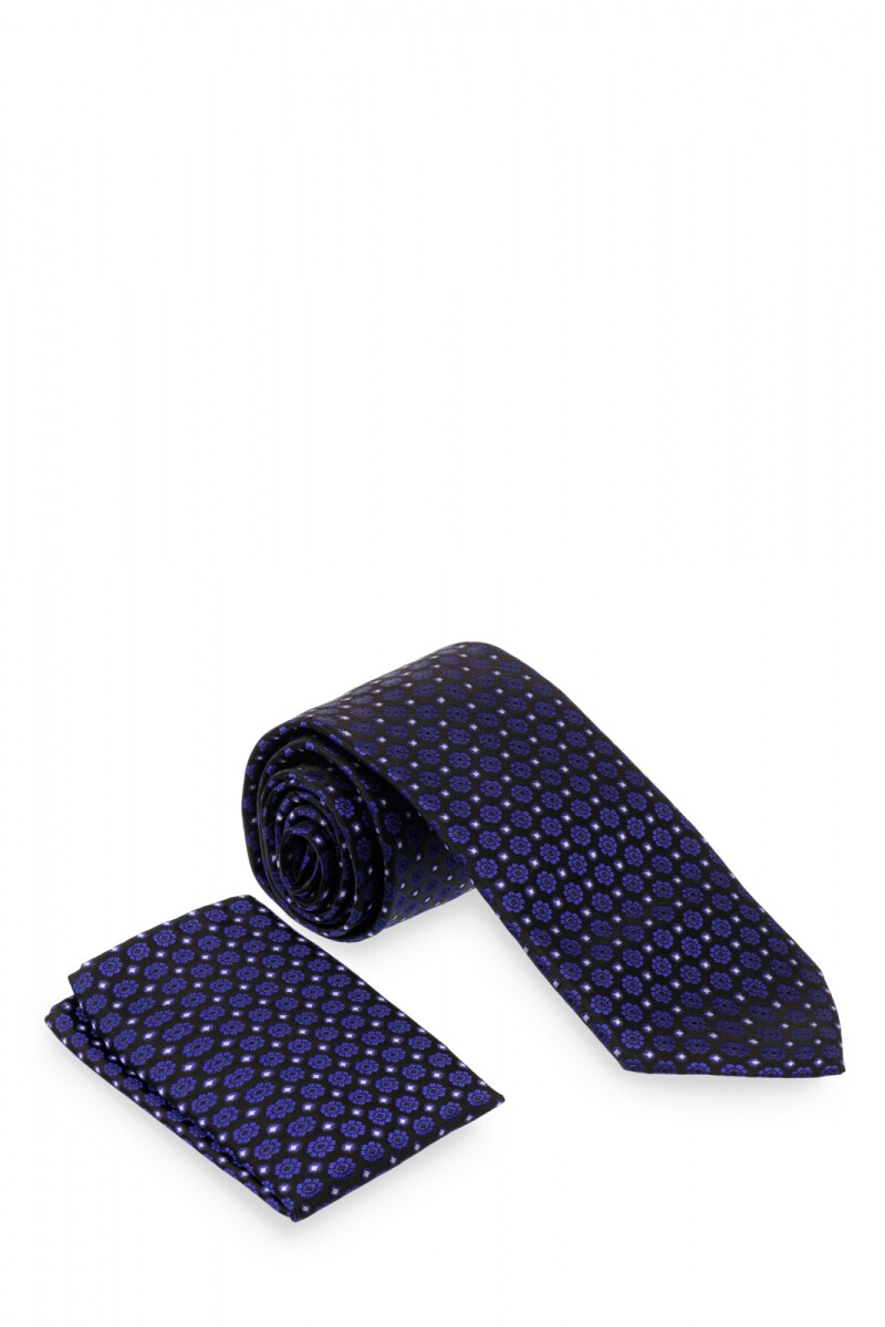 Corbata con pañuelo 8 cm - MARINO 