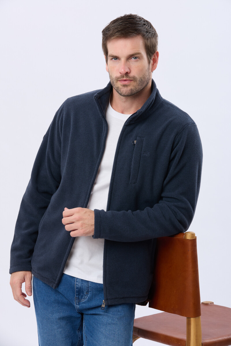 CAMPERA POLAR TEXTURADO LIVIANA - Azul 