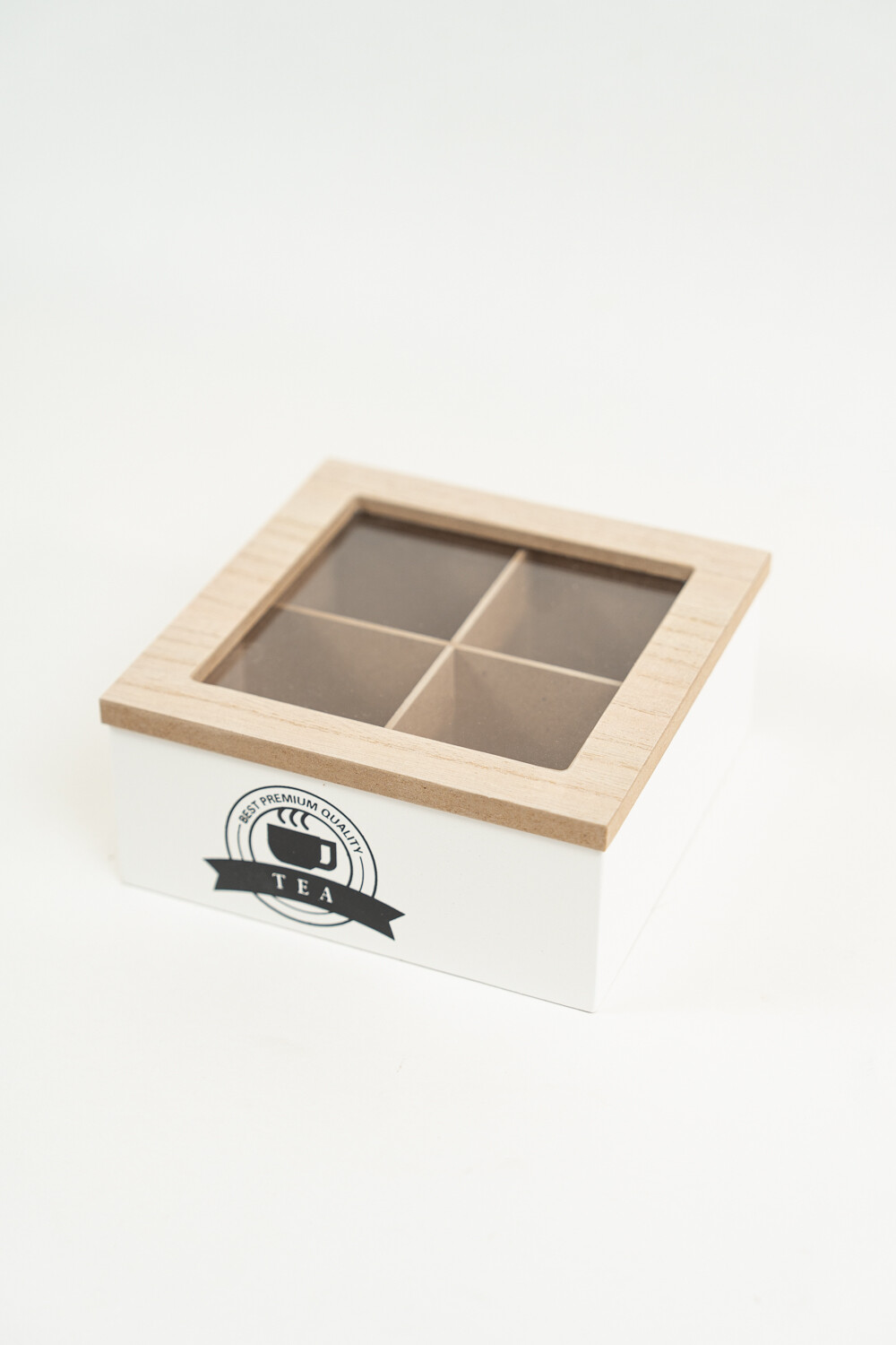 Caja Para Té Lyra, 4 Separaciones. Blanco