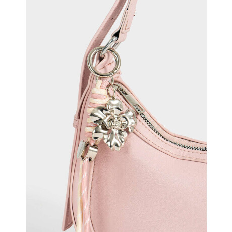 Bandolera Con Charm Rosa Metalizado