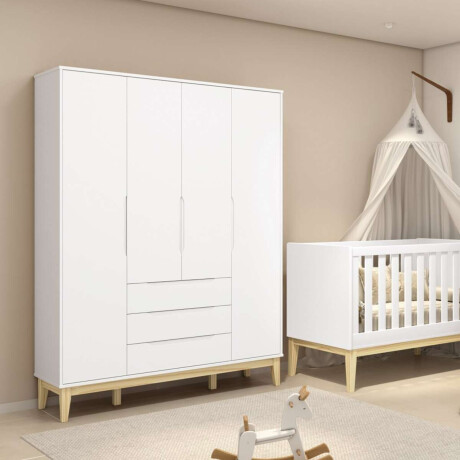Ropero 4 Puertas 3 Cajones Infantil Eife Blanco