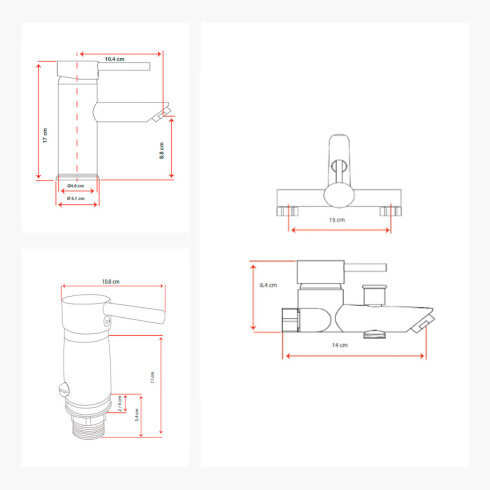 JUEGO DE GRIFERIA INCLUYE LAVATORIO DUCHA EXTERIOR Y BIDET LINEA DEERFIELD 000