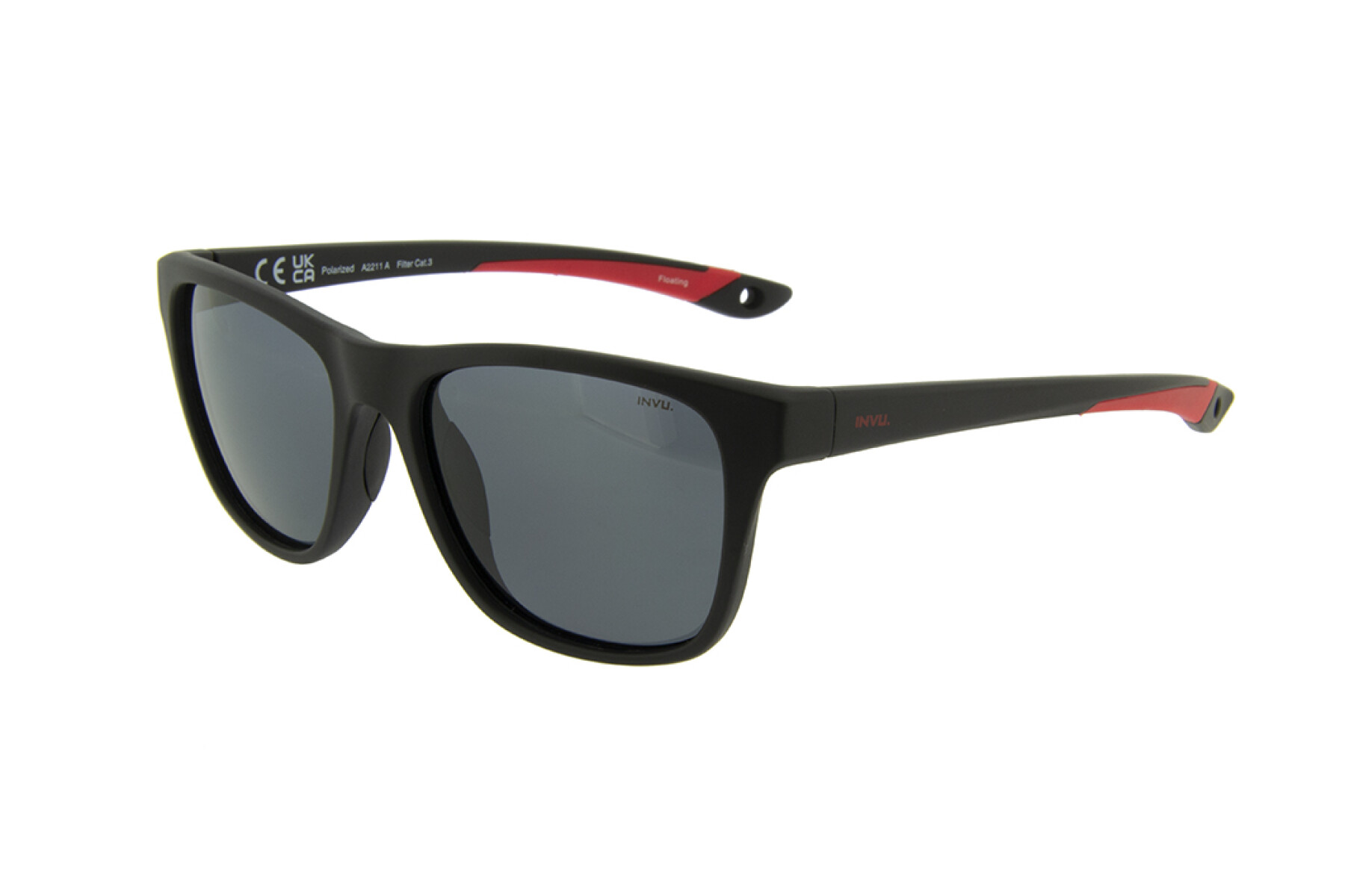INVU A2211A Satin Black/Red Floating Polarized 