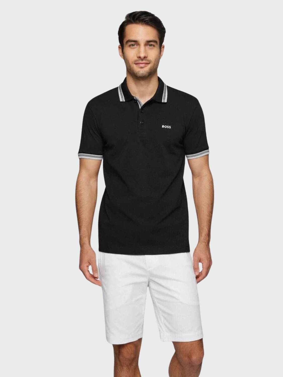 HUGO BOSS Polo de Algodón Piqué con Logo Contrastante 0