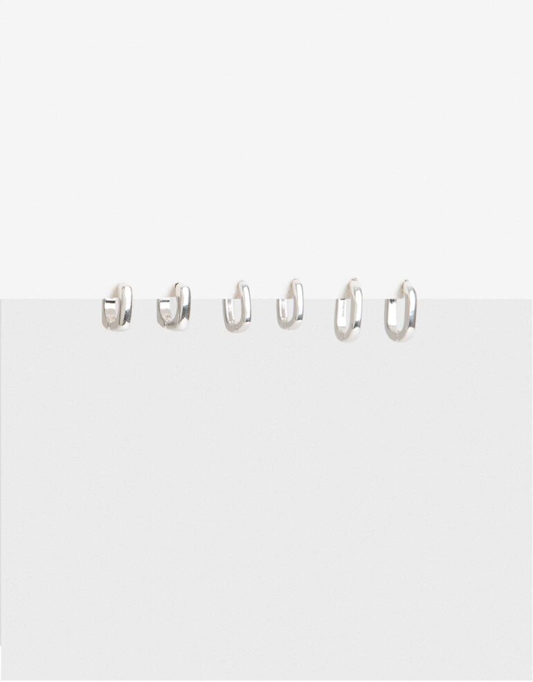 Aros Argollas Set Metal Aros Argolla Metal Bañado En Oro - Plateado