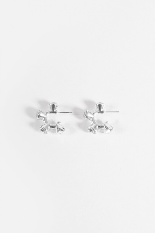 Aros piedritas plateado