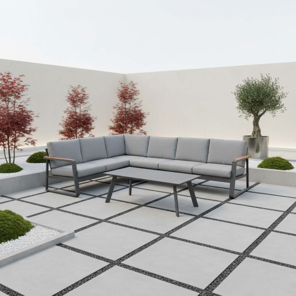 SET DE LIVING ESQUINERO ALUMINIO GRIS TENERIFE