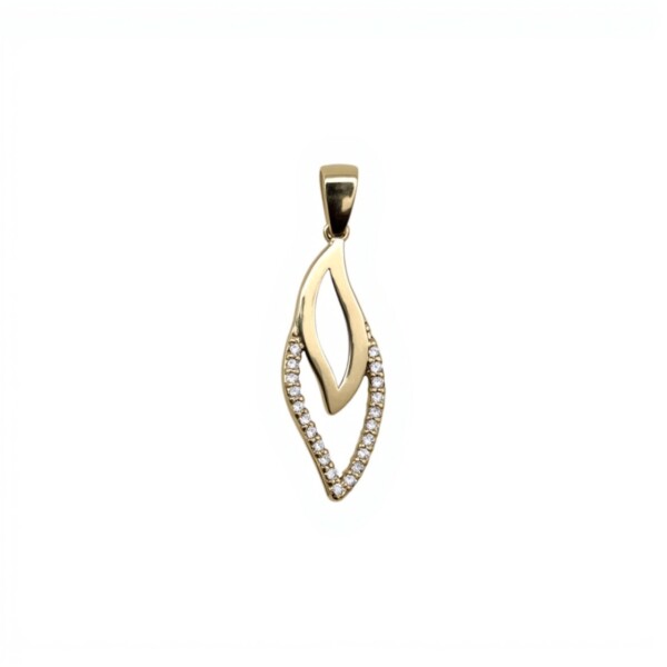 Dije Hoja- Oro Bajo 375 - Zirconia- CP8800 conpiedra