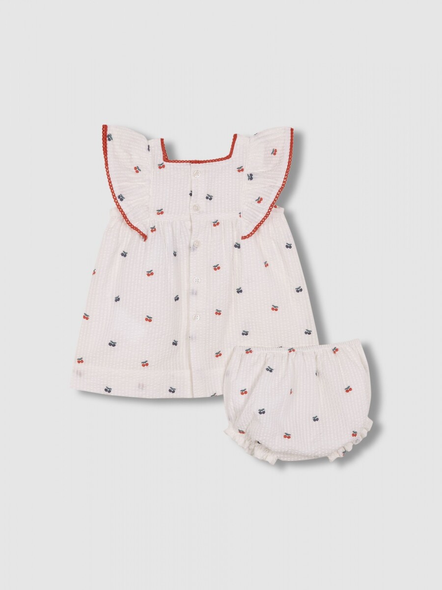 Vestido Estampado Con Volante Gris