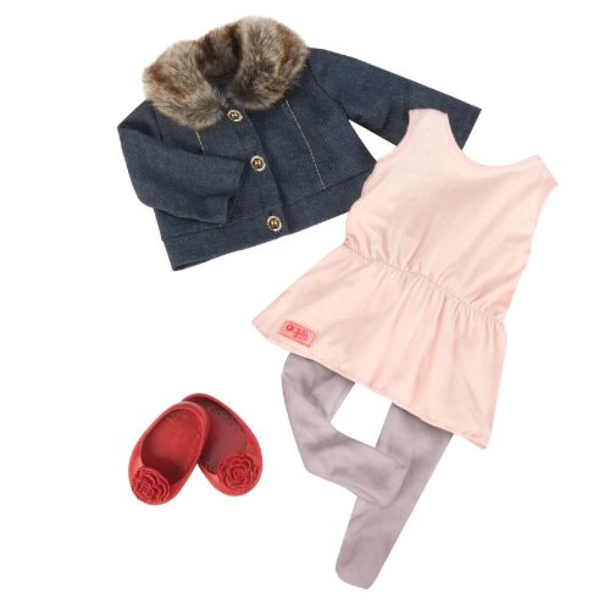 SET ROPA - CAMPERA JEAN Y CUELLO de PIEL - OUR GENERATION - Set Ropa - Campera Jean Y Cuello De Piel - Our Generation 