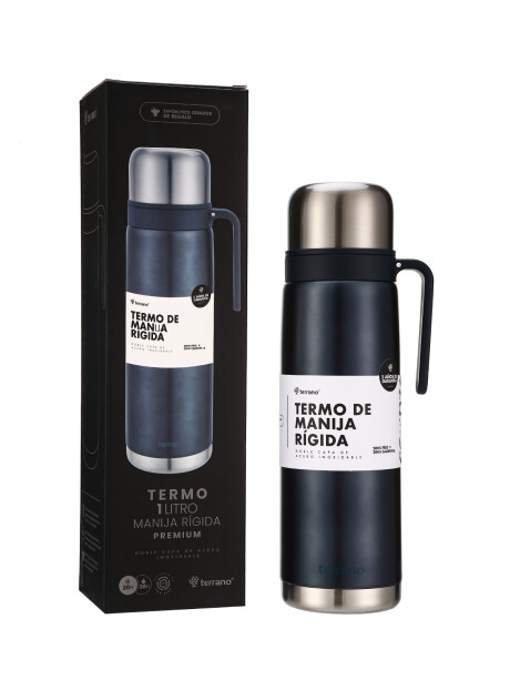 Termo 1Lt. Premium Manija Rigida Metalizado Azul