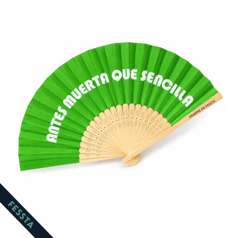 Abanico "Antes muerta que sencilla" Verde