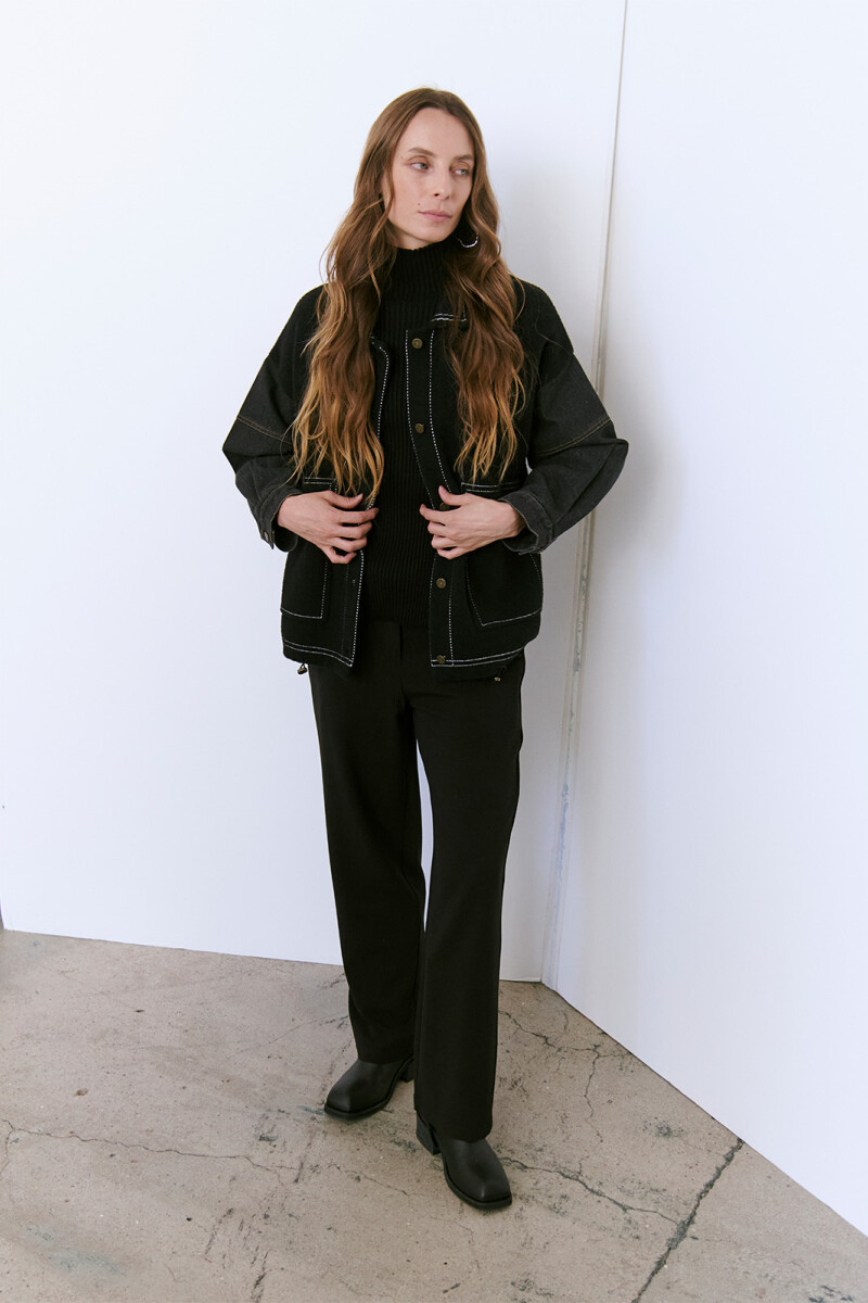 CAMPERA DENIM MESH NEGRO