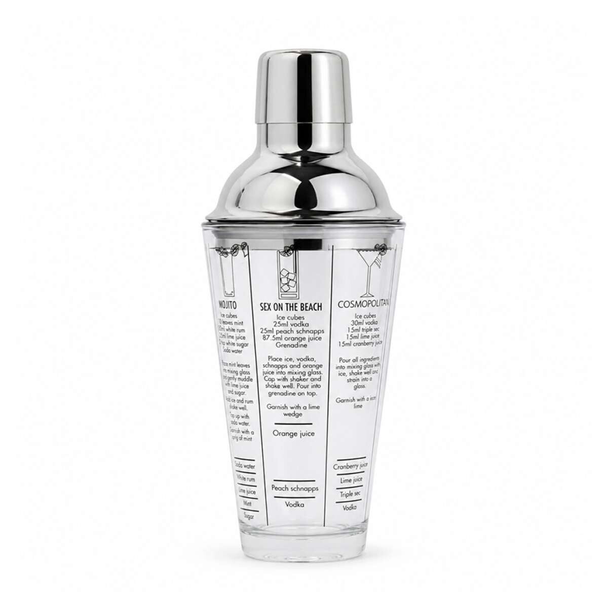 Coctelera de vidrio con medidas y recetas 400ml - Sc 