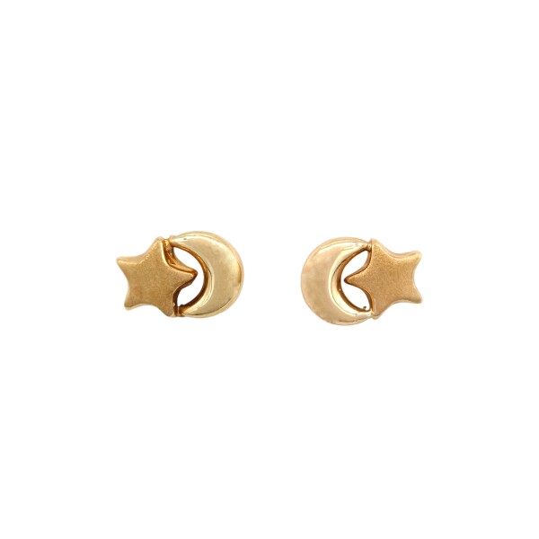 Caravanas Luna y Estrella oro - Oro bajo - Sin piedra- CA8139 sinpiedra