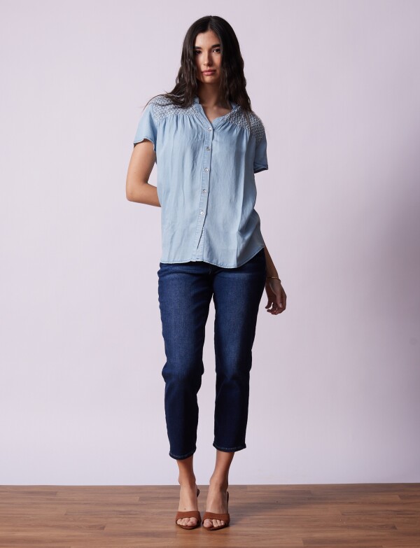 Camisa Tencel Punto Smock JEAN CLARO