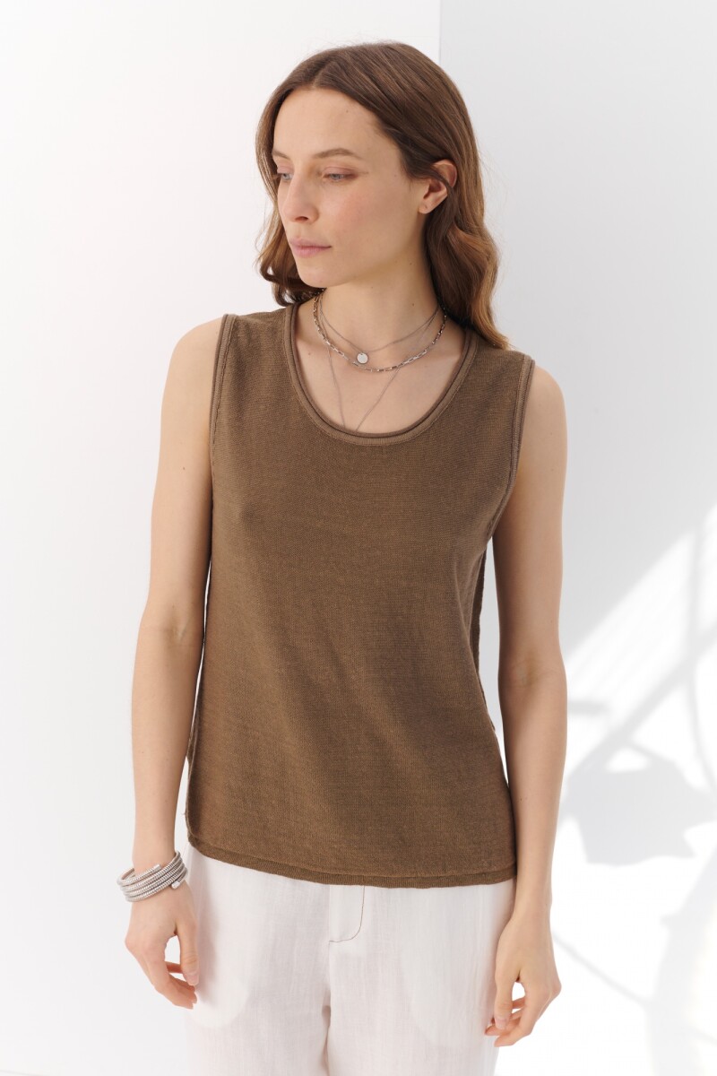 TOP TEJIDO LINO KHAKI