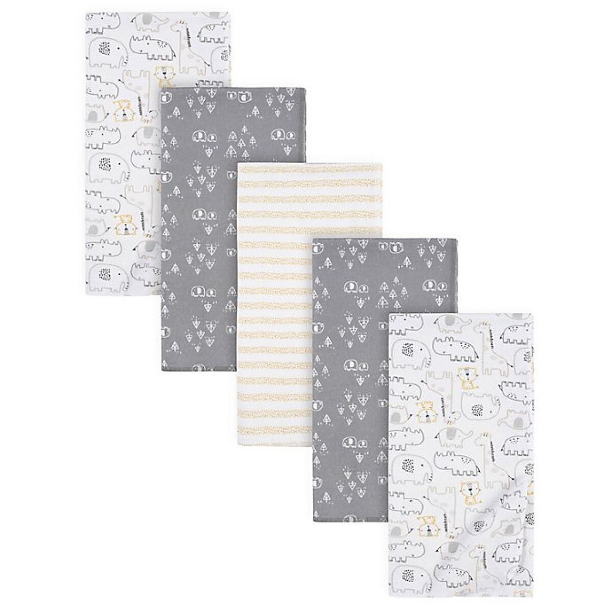 Pack x5 Sabanitas rebozo franela - gray animals 