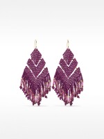 Pendientes Rombo Con Abalorios burdeos