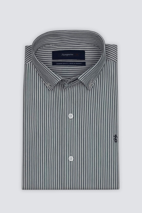 Camisa de Hombre Premium Rayada Raya Gris