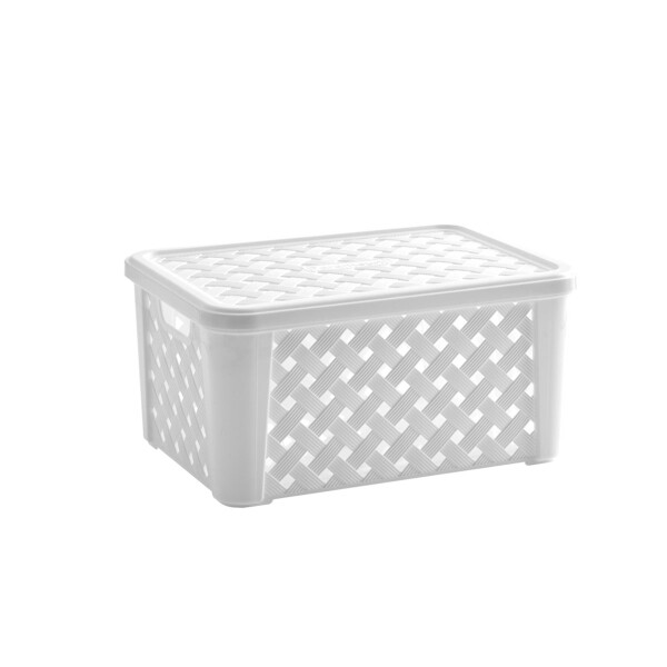 ORGANIZADOR RATTAN CON TAPA 35X25X17 CMS BLANCO BLANCO