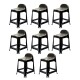 Set x8 Banqueta con respaldo apilable resistente NEGRO