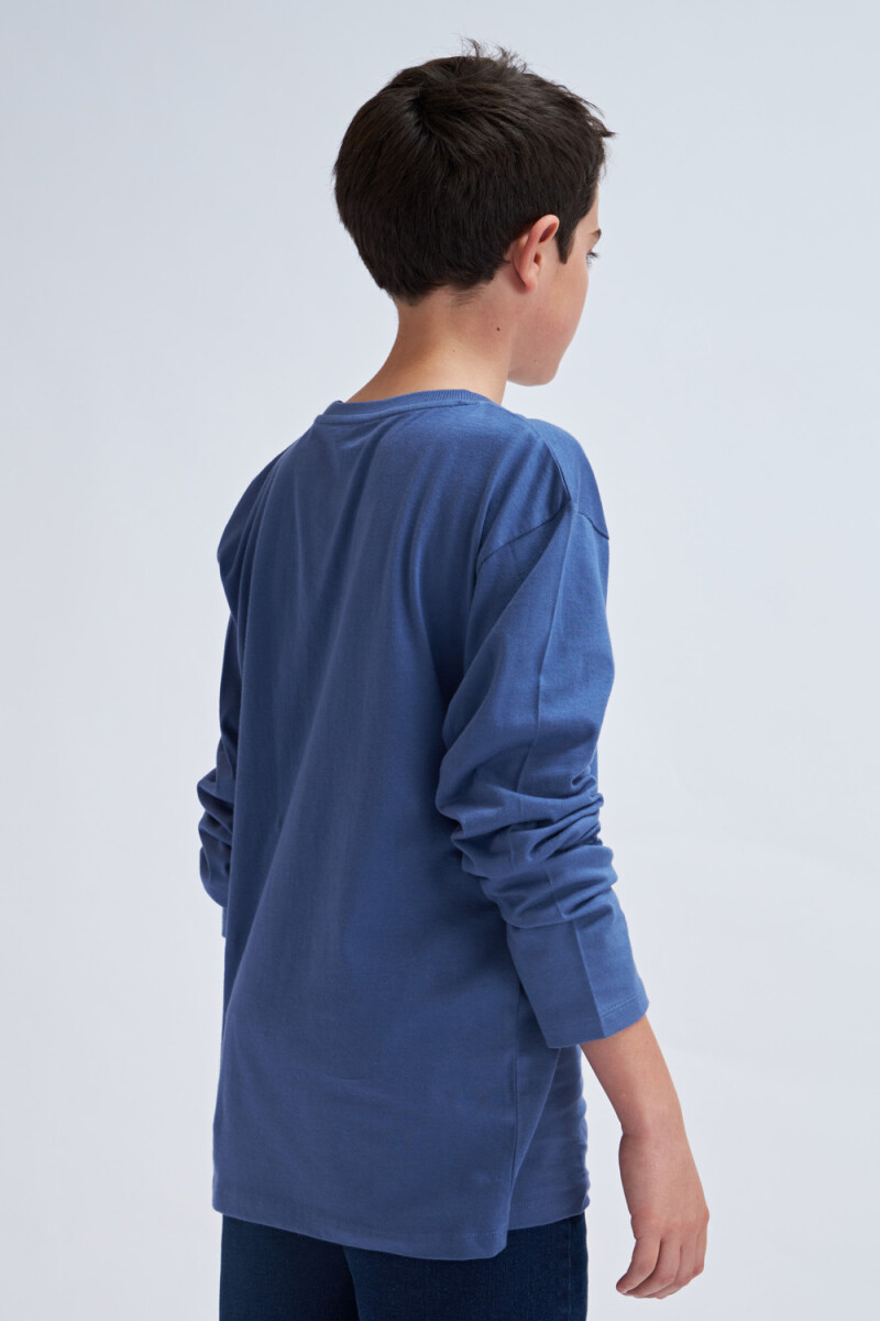 Remera manga larga bolsillo Azul