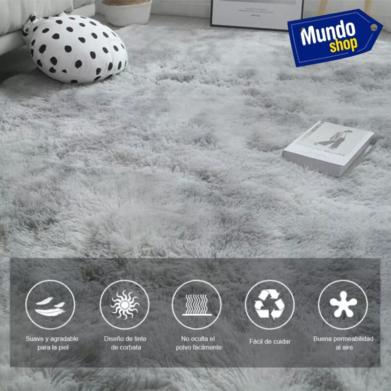 Alfombra Tapete Shaggy Peluda 150 X 200cm Pelo Alto Gris