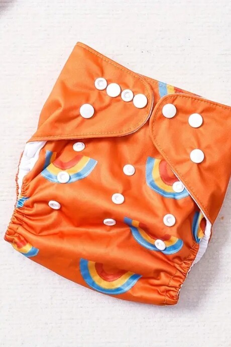 Pañal ecológico waterproof con inserto incluído Arcoiris naranja