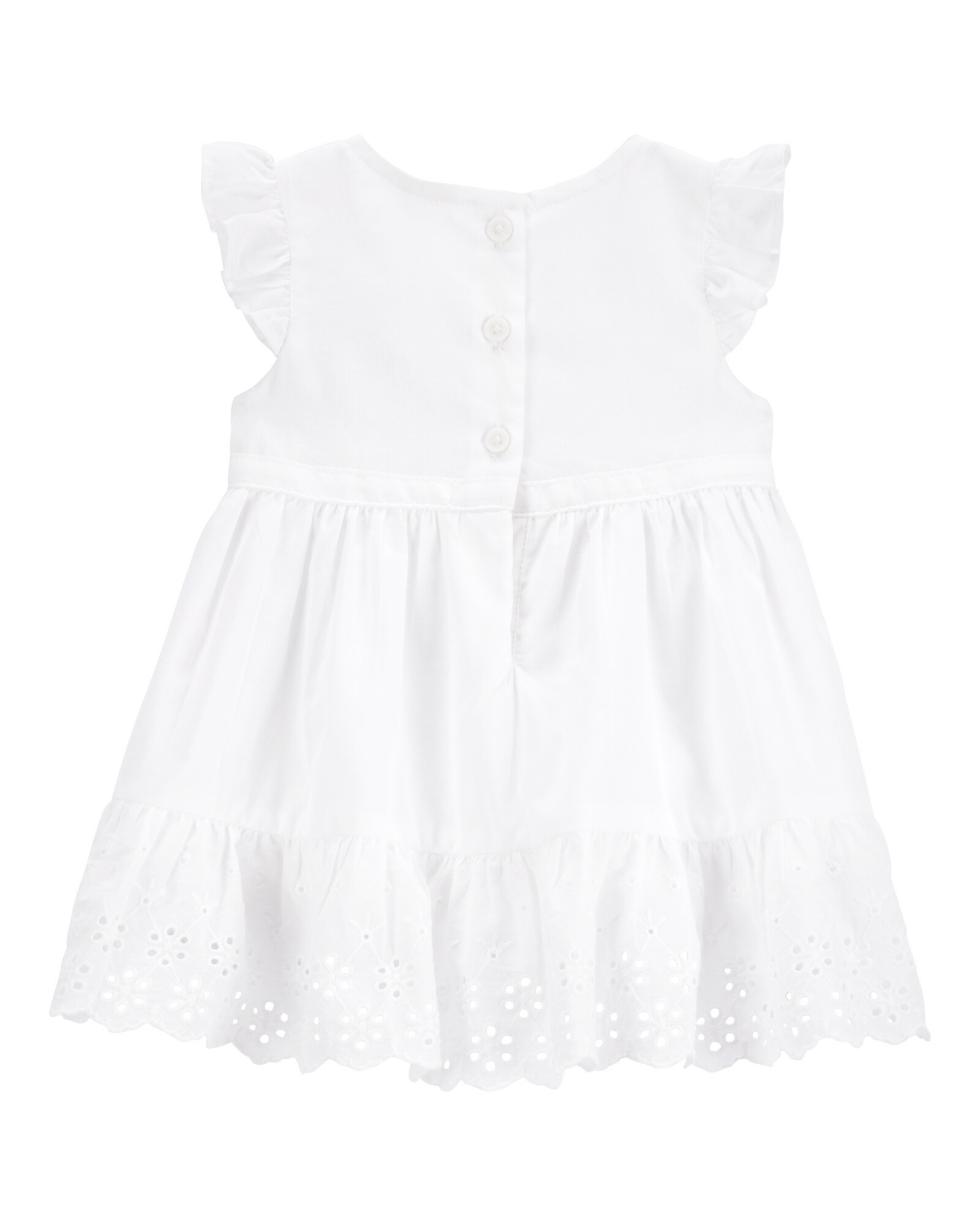 Vestido de algodón, con texturas y ojales, blanco Sin color