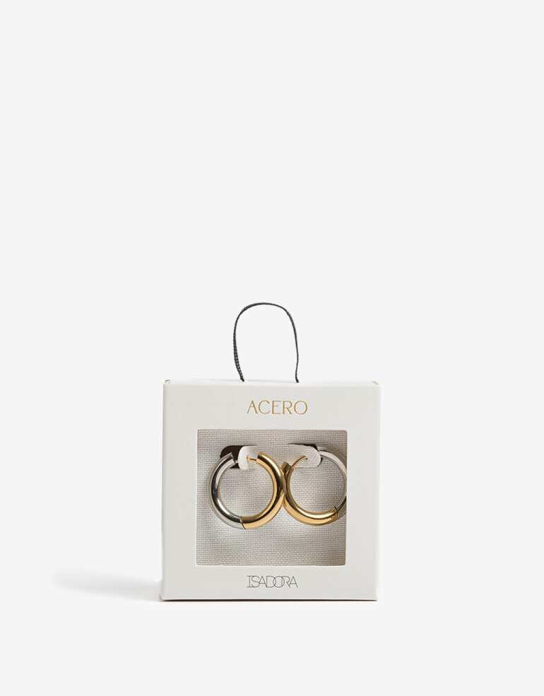 Aros Argollas Metal Argollas De Acero Bicolor - Combinacion Bicolor