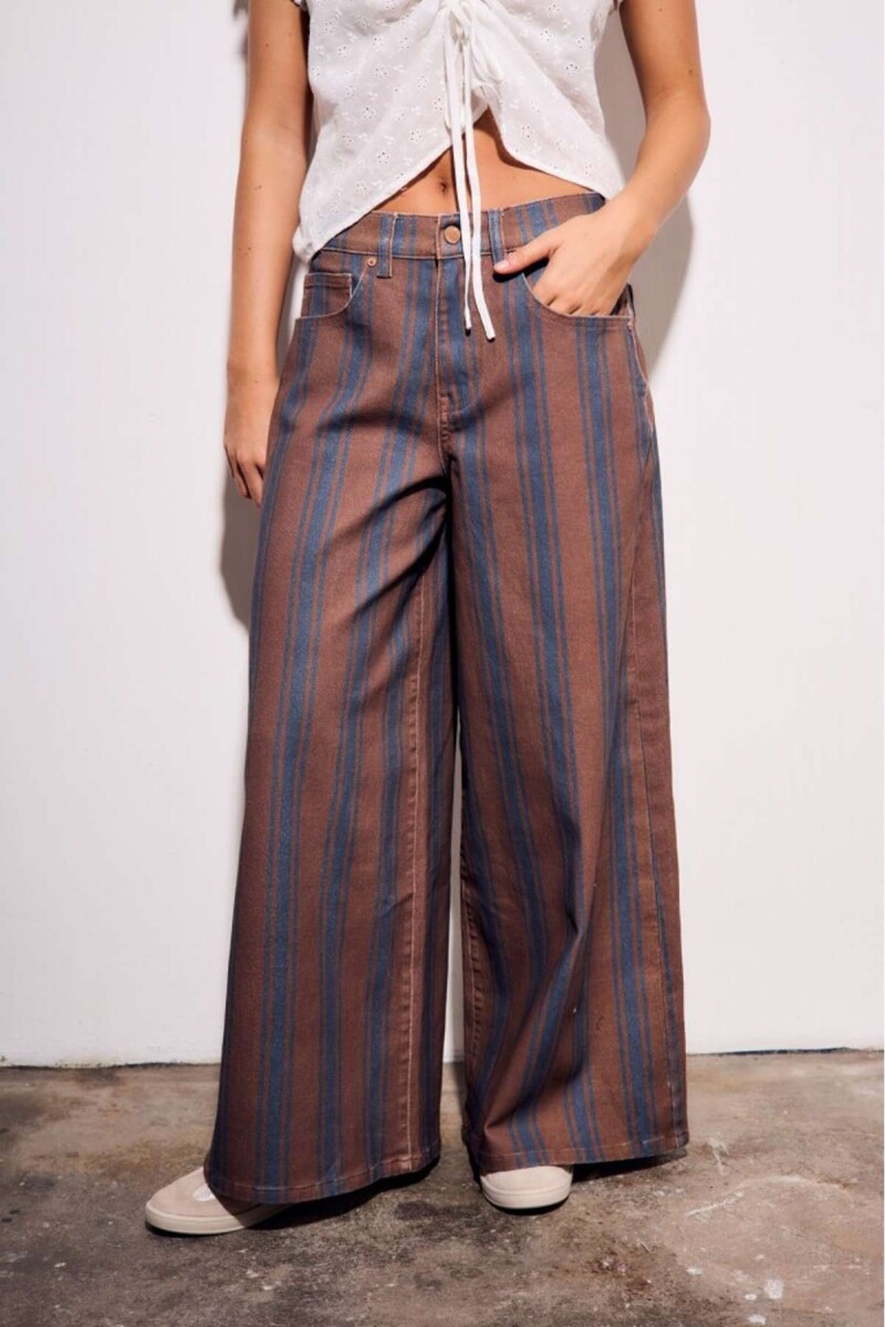 Jean Rayado Extra Wide Leg - Chocolate 