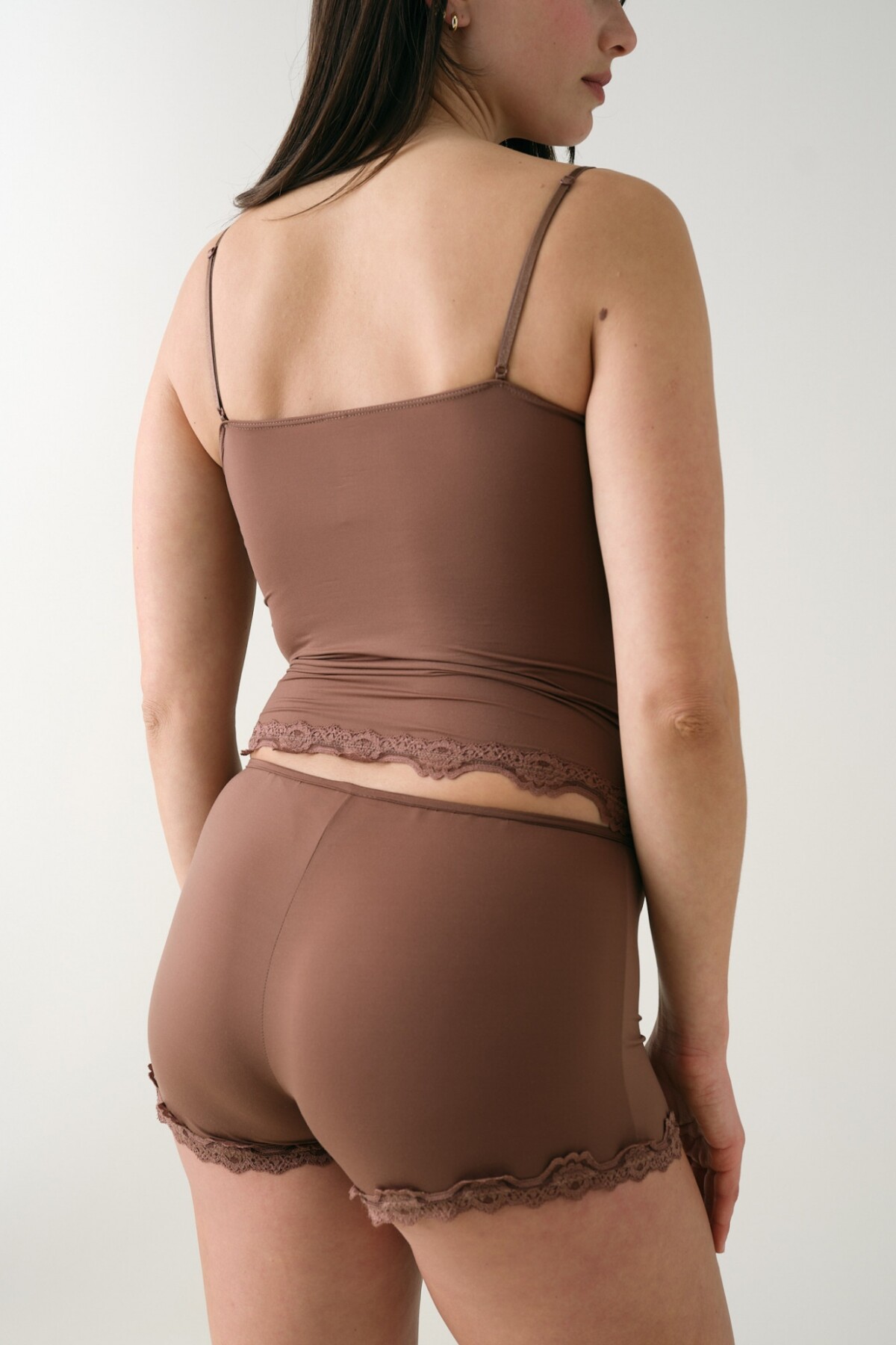 Top Entallado Microfibra Peach Marron