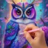 KIT DIAMANTE 5D Varios Diseños Diamant Art Atrix ® Variante Diseño Buho Violeta