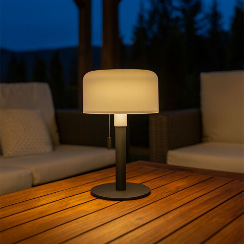 Lámpara de mesa negro-blanco solar RGBWW IP54 EG3690