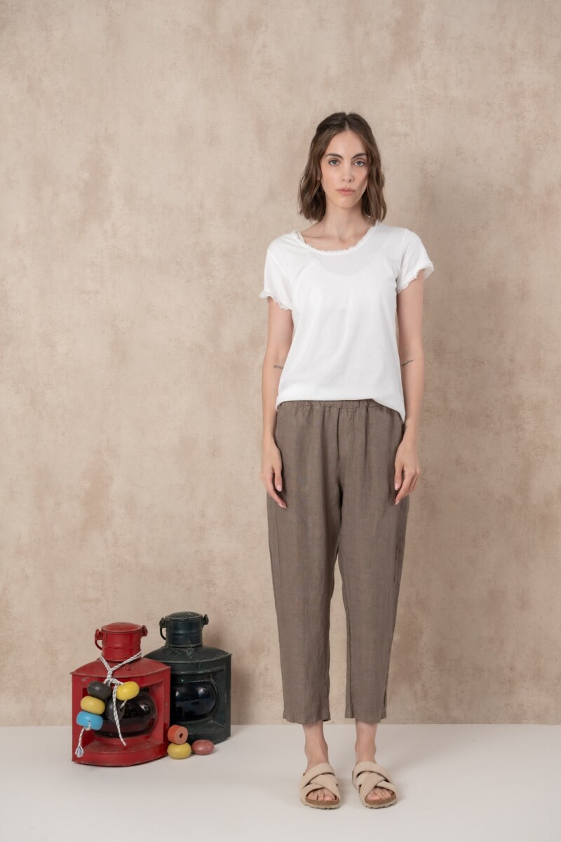 Pantalon de lino - Tostado 