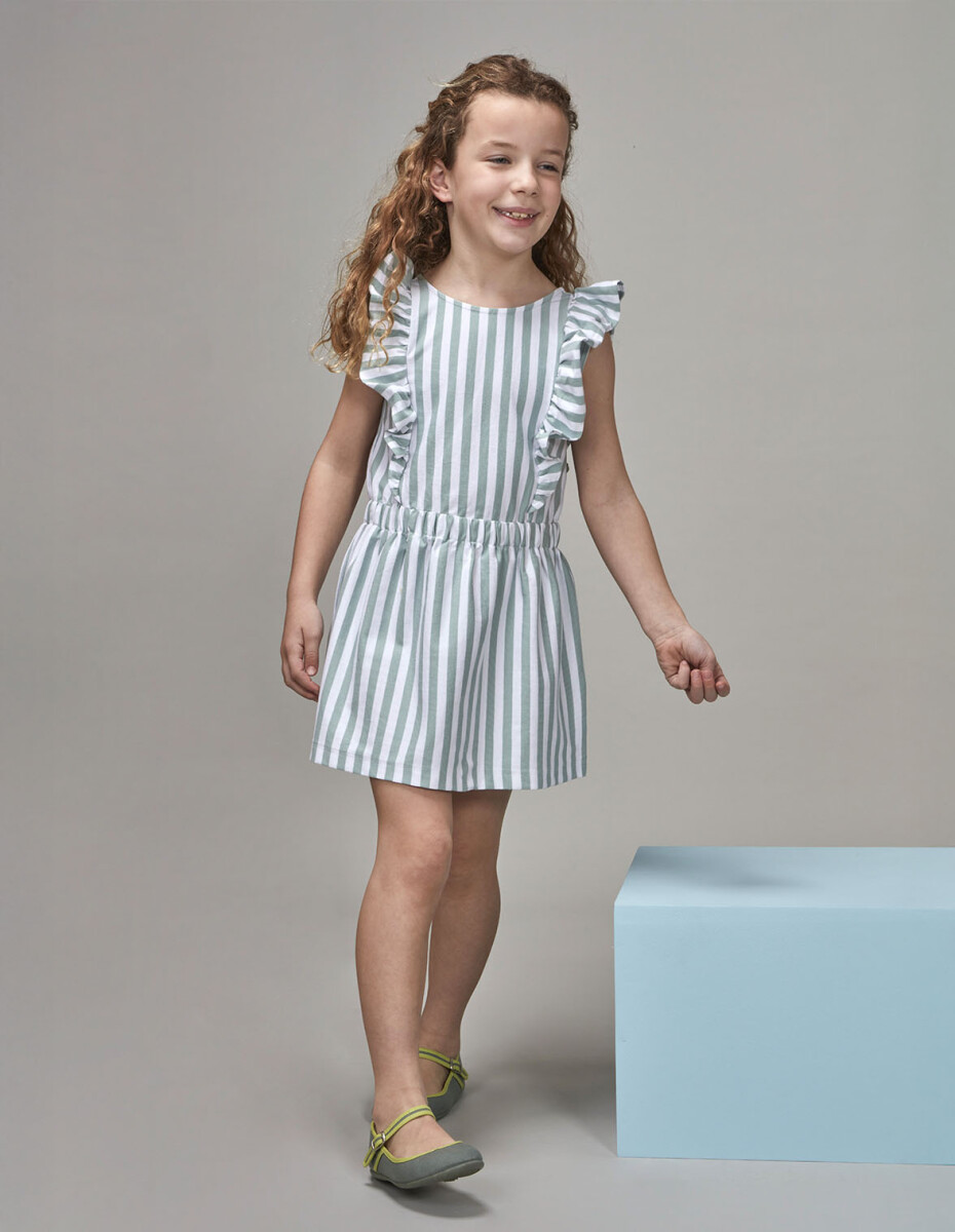 Vestido De Rayas De Punto - Verde 