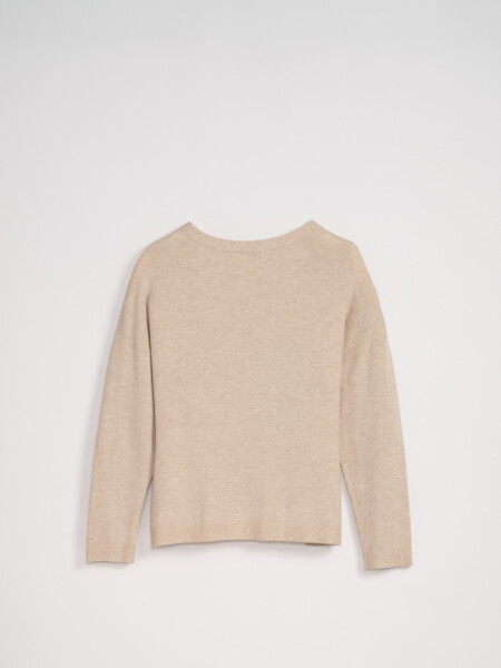 Buzo basico punto escote en v Beige