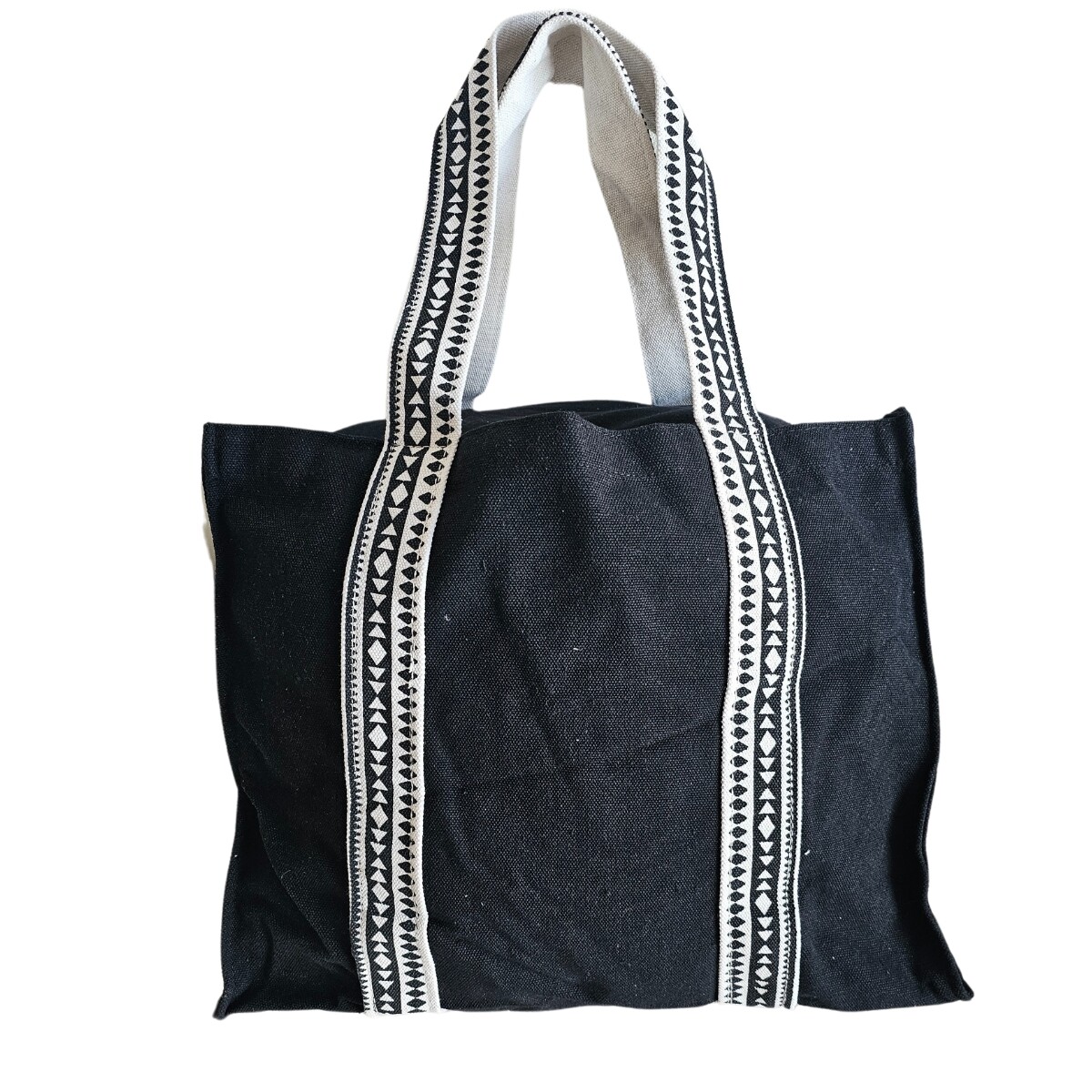 Bolso multiuso de tela negro y blanco Tote bag - Negro 