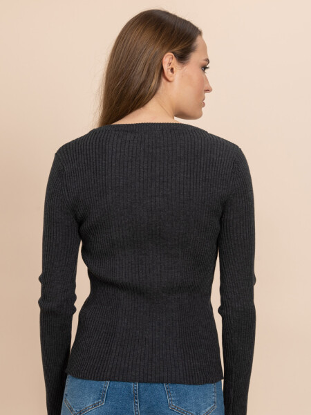 Camiseta tejida rib Gris