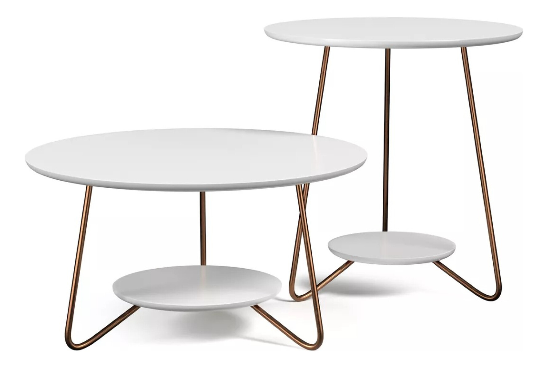 Set Mesa Ratona + Mesa Auxiliar Living Nordico - Blanco 