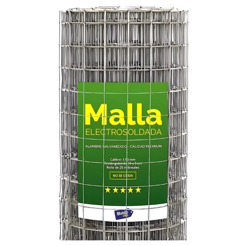 Tejido Malla Electrosoldada Galvanizada Rollo 1.20 X 25 Mts Gris